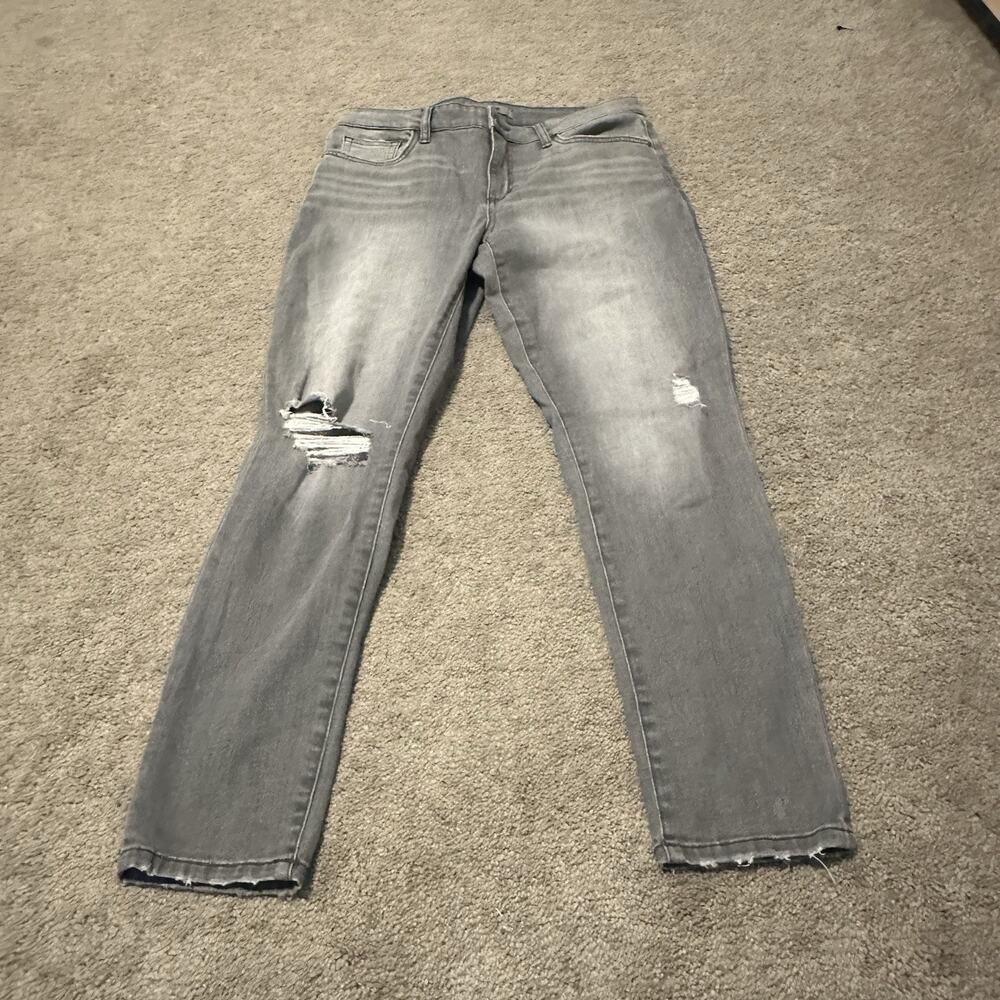 Joe's Women 32‎ Jeans Curvy Skinny Ankle Denim Distressed Stretch Light Gray